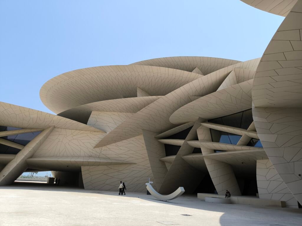 The incredible and modern architecture of the National Museum of Qatar.
